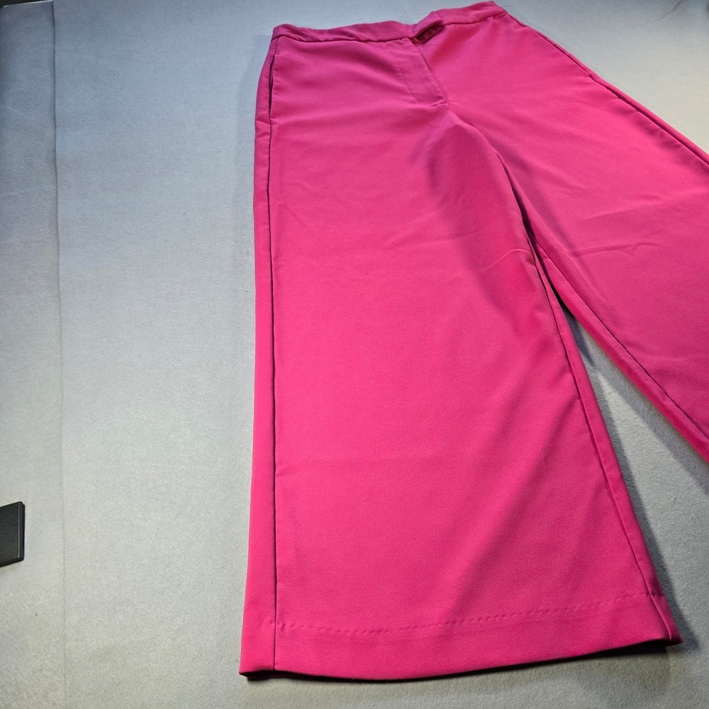 Meg & Margot Barbie Pink Wide Leg Cropped Pants High Rise Stretch Trousers | M